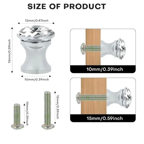 Crystal Glass Cabinet Knobs - Picture 2 of 7